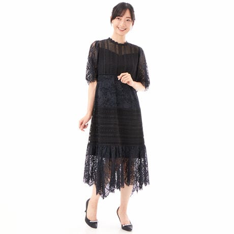 【Arobe】レースミックスドレス
