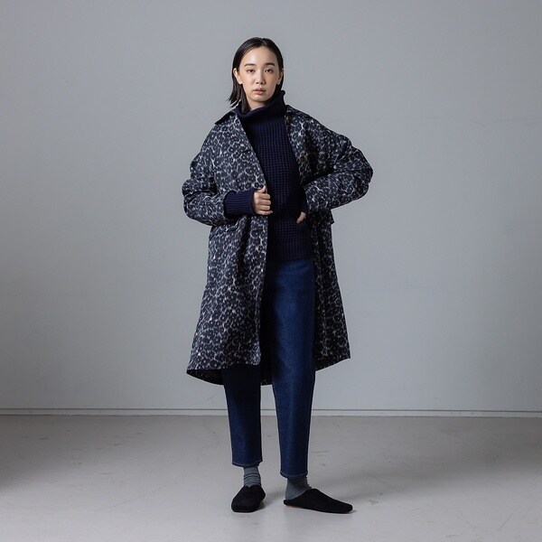 Dah'lia】ダリア レオパード ノーカラーコート ウール100% 【公式通販】