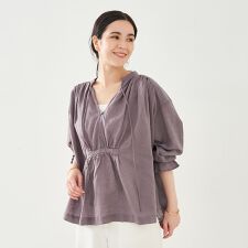 リネンコットンギャザーブラウス