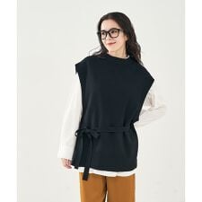 ベルト付バックスリットニットベスト