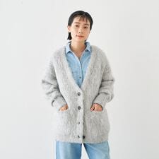 ヘアリー畦編みカーディガン