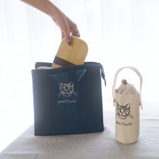 【＋HAyU fabric】猫刺繍 ランチバッグ CAT　保冷・保温 レジャー