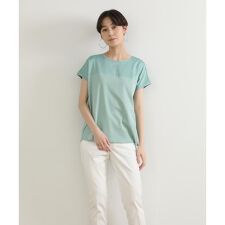 サテン切り替えワイドカットソー《スビン綿MIXフライス》