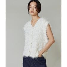 フェザーヤーンVネックニットジレ