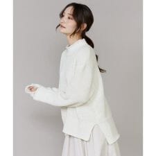 ラメモール畦編みハイネックニット