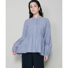 スタンドカラーペプラムブラウス