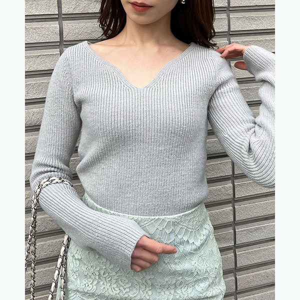 ROPE' / ロペ フリルボーダーニットショートプルオーバー フリルボーダーニットショートプルオーバー | ロペ(ROPE