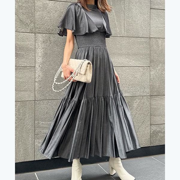 【Karen Millen】スタッズ ケープ スリーブ マキシ ワンピース ☆Karen Millen☆ ストロングショルダーウーブンマキシドレス