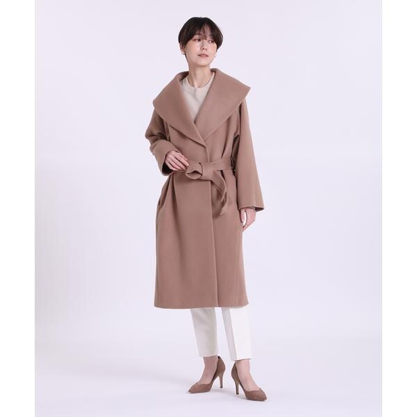 SUPER100 W/Caショールカラーコート SLOBE IENA（スローブイエナ） アウター SUPER100 W/Ca ショールカラー