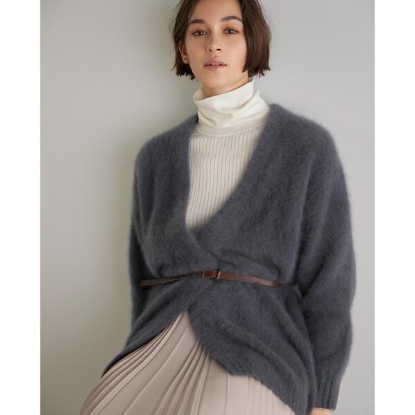 大きいサイズ》カシミヤブレンドフォックスカーディガン【INED