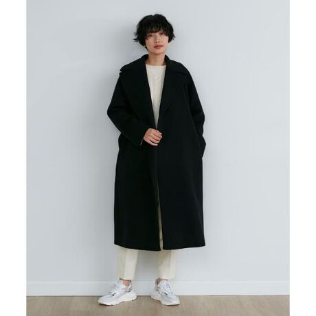 untitled ウールリバーラップコート ノーカラーコート 大きいサイズ 呑め