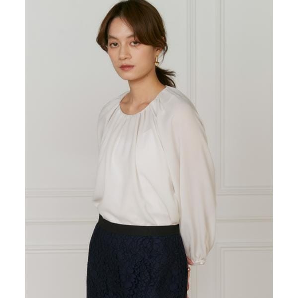 希少になる 大きいサイズ》《INED×STORY》スリット入り盛り袖ブラウス【INED トップス