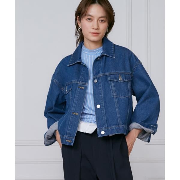 大きいサイズ》ノーカラーデニムジャケット | イネド(INED) | マルイ
