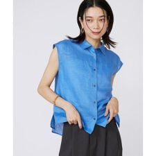 《大きいサイズ》リネンフレンチスリーブシャツブラウス