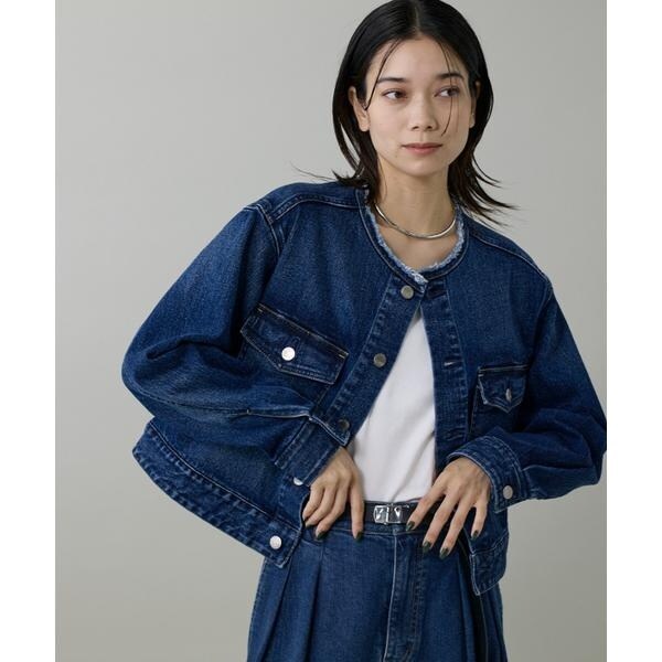 ホコモモラ　Ａライン　デニムジャケット タック入りAラインデニムジャケット(デニムジャケット