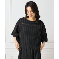 《大きいサイズ》シアーチェックブラウス