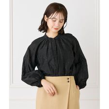 《大きいサイズ》ラメドットギャザーブラウス