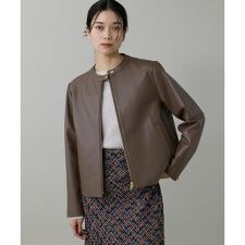 イネド(INED)のラムレザー ジップアップブルゾン