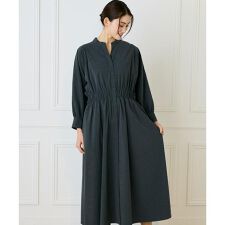 《大きいサイズ》バンドカラーワンピース