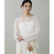 アルパカ混 片畦ボートネックプルオーバー