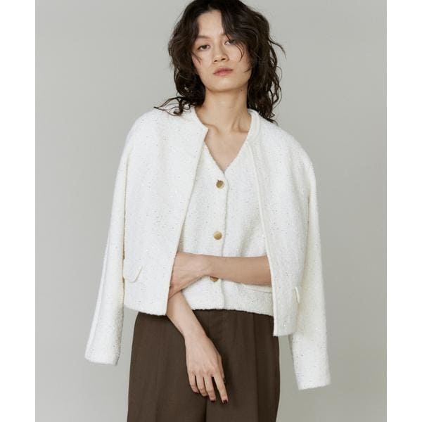 追加2》配色トリミングミラノリブショートジャケット | ノーブル