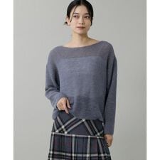 《大きいサイズ》アルパカ混 片畦ボートネックプルオーバー