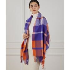 チェック柄ウール100%ストール