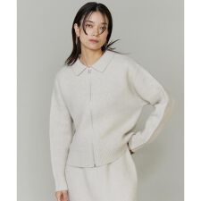 フォックスブレンド襟付きジップカーディガン《YVON》