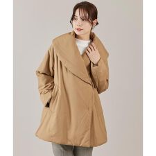 《大きいサイズ》ショールカラーミドル丈中綿コート