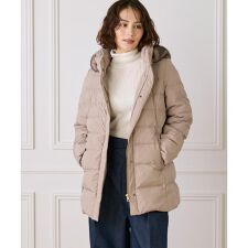 《大きいサイズ》ミドル丈 フェイクファーフードミドルダウンコート