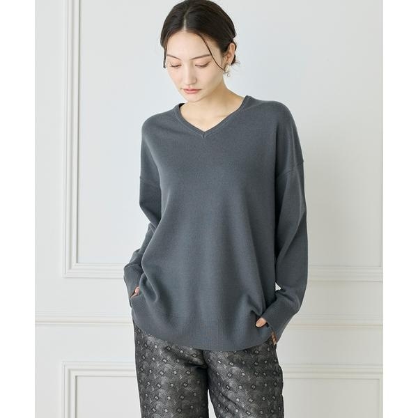 UNTITLED シルク カシミヤ Vネック ニット チュニック 黒色 2 UNTITLED シルク カシミヤ Vネック ニット チュニック 黒色 2