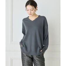 《WEB限定カラー》カシミヤ混Vネックチュニックニット