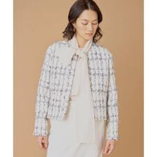 ノーカラーツイードジャケット《LINTON》