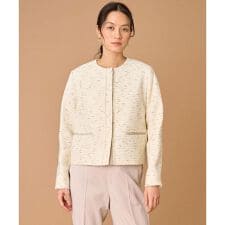 ノーカラーツイードジャケット《LINTON》