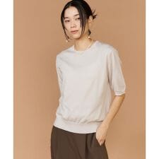 FF30ゲージクルーネック5分袖ニット