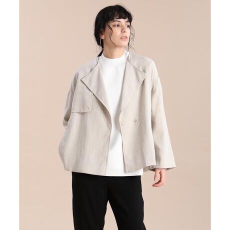 大きいサイズ ノーカラーショートコート Ined Kf Shore イネド Ined ファッション通販 マルイウェブチャネル