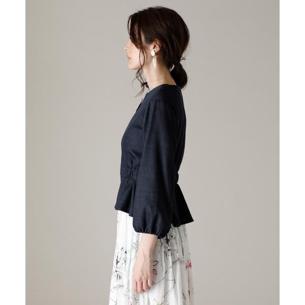 マーリエパーエフデ【19号】ペプラムデニムブルゾン 大きいサイズ》ペプラムデニムブルゾン 《Maglie par ef-de
