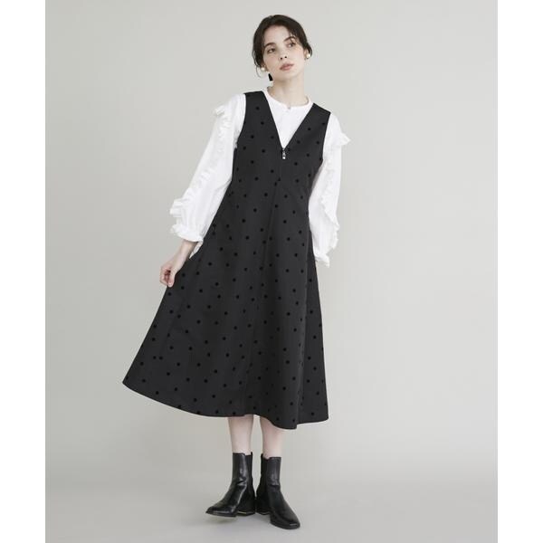 マーリエVERY 10月号掲載ドットフロッキージャンパースカートのみ マーリエVERY 10月号掲載ドットフロッキージャンパースカートのみ
