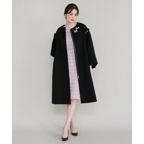 プラスサイズ》パールデザインロングコート | マーリエ ル カセット 