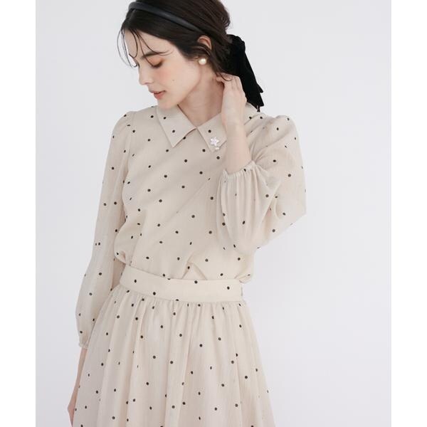 衿付きドットブラウス | マーリエ ル カセット(Maglie le cassetto