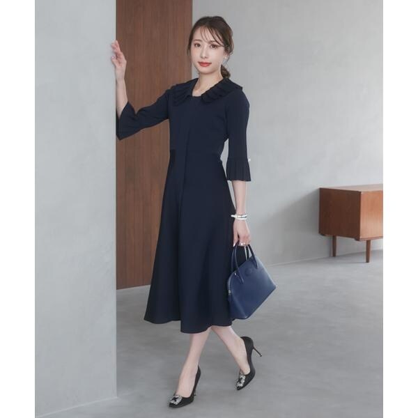 大きいサイズ》華やかプリーツ今どきモードニットワンピース《M Maglie