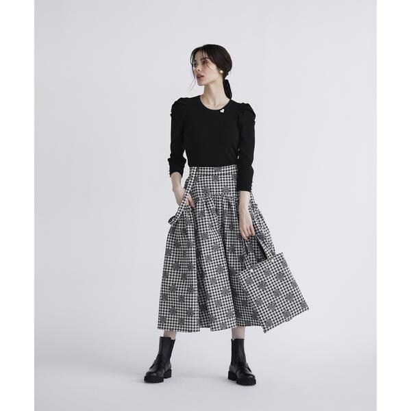 新品　Maglie le cassetto 千鳥×ハートジャガードスカート　L 大きいサイズ》千鳥×ハートジャガードスカート（5144152806