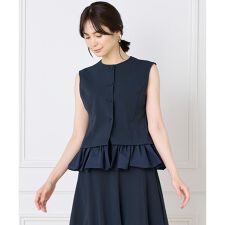 《大きいサイズ》異素材ドッキングジレ
