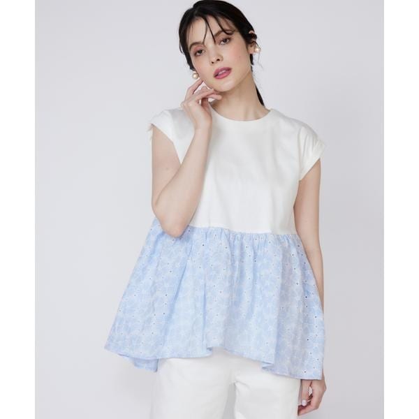 新品★マーリエルカセット【19号】刺繍レースドッキングブラウス 刺繍レースドッキングカットソー | マーリエ ル カセット(Maglie le