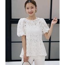 《M Maglie le cassetto×吉田理紗》シアーレースペプラムブラウス