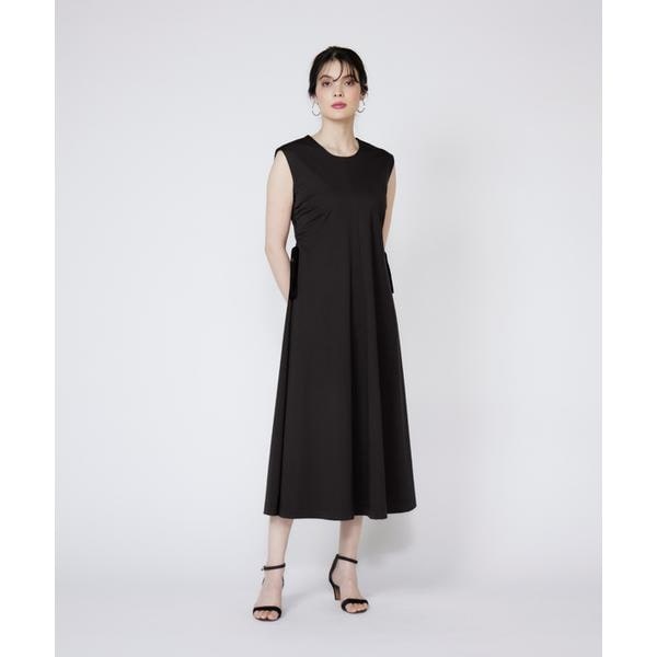 美品　ローズティアラ　プリーツ　異素材　切替　ワンピース　バックリボン　38 黒 美品 ローズティアラ プリーツ 異素材 切替 ワンピース バック