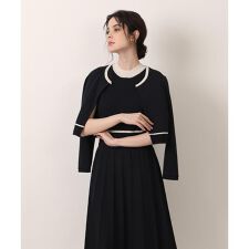 マーリエ ル カセット(Maglie le cassetto)の《大きいサイズ》バイカラーボレロカーディガン《M Maglie le cassetto》