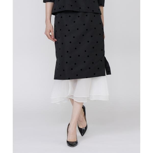 M Maglie le cassetto》ドットフロッキーシアーヘムマーメイドスカート