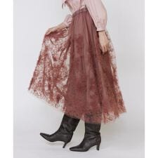 手描き花刺繍チュールスカート