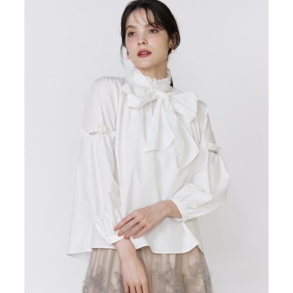 衿付きドットブラウス | マーリエ ル カセット(Maglie le cassetto